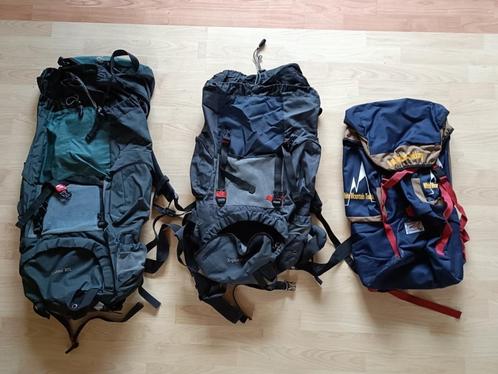 2 x rugzak (85 en 65 inhoud) goede staat incl regenhoes, Sieraden, Tassen en Uiterlijk, Tassen | Rugtassen, Gebruikt, Overige merken