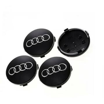Audi naafdoppen zwart zilver 68 mm 4 stuks nieuw beschikbaar voor biedingen