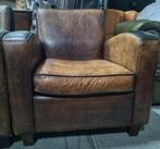 2x Vintage schapenleren stoel robuust + BEZORGING GRATIS, Huis en Inrichting, Fauteuils, Gebruikt, ., Chesterfield, Ophalen of Verzenden