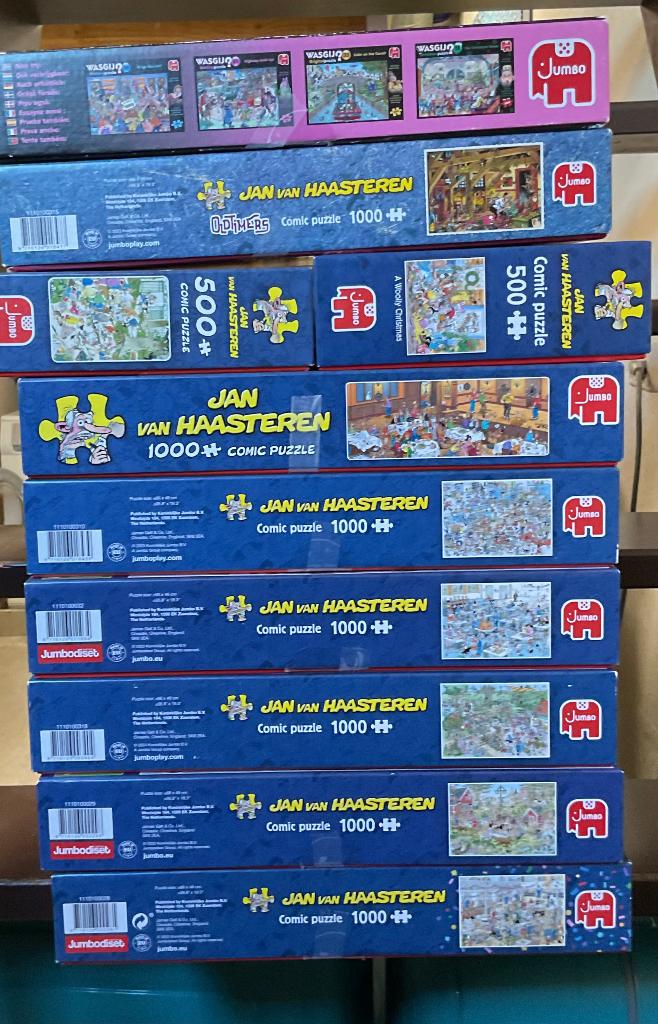 22 puzzels oa Haasteren Wasgij Ravensburger 4e puzzel gratis, Ophalen of Verzenden, 500 t/m 1500 stukjes, Zo goed als nieuw, Legpuzzel