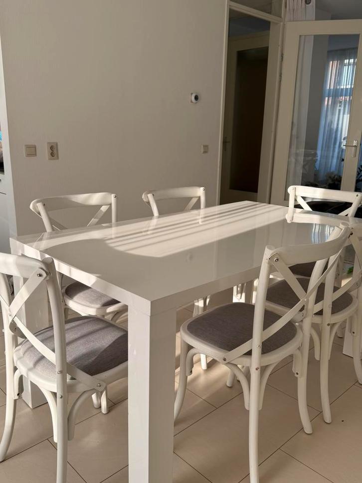 EetTafel met 6 stoelen, Tuin en Terras, Tuinsets en Loungesets, Gebruikt, Eettafel, Ophalen