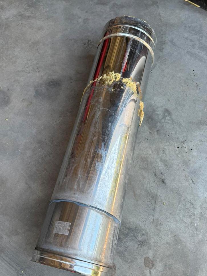 Rvs dubbelwandige rookkanaal 200x100 + 45 graden bocht, Huis en Inrichting, Kachels, Zo goed als nieuw, Houtkachel, Hout, Ophalen of Verzenden