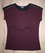 Bordeaux Rood met Zwart Panterprint T-Shirt (M), Maat 38/40 (M), Liz Devy, Ophalen of Verzenden, Zo goed als nieuw