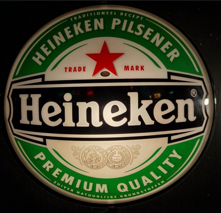Heineken Bier lichtbakschaal met verlichting ø 81 cm (FH6081, Verzamelen, Biermerken, Zo goed als nieuw, Reclamebord, Plaat of Schild