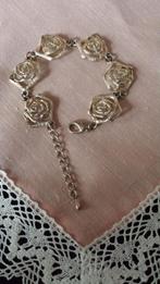 Bloemen Armband ROZEN <> Zilverkleurige Dames ARMBAND, Ophalen of Verzenden, Zo goed als nieuw, Zilver, Overige materialen