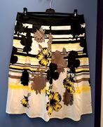 Gerry Weber rok zwart wit grijs geel gebloemd 42 L nr 40971, Gerry weber, ., Geel, Maat 42/44 (L)