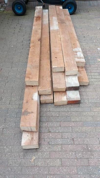 Rechte balken 13,5 breed x 6,5cm dik, 22m in totaal, Doe-het-zelf en Verbouw, Hout en Planken, Zo goed als nieuw, Balk, Vuren
