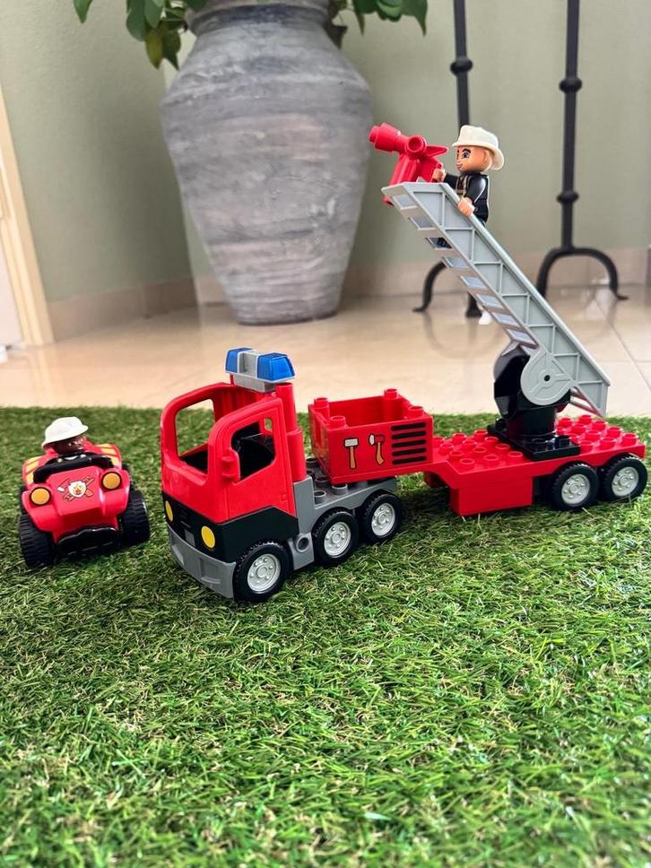 Duplo Brandweer Ladderwagen & Quad, Kinderen en Baby's, Speelgoed | Duplo en Lego, Gebruikt, Duplo, Complete set, Ophalen of Verzenden