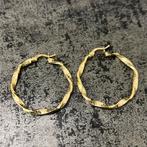 14k gouden creolen wokkels oorbellen, Ophalen of Verzenden, Nieuw, Goud