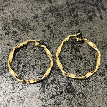 14k gouden creolen wokkels oorbellen beschikbaar voor biedingen