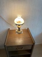 Vintage Tafellamp met Bloemmotief, Huis en Inrichting, Lampen | Tafellampen, Ophalen of Verzenden, Gebruikt, Glas, Minder dan 50 cm