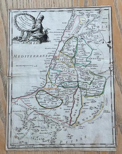 La Palestine ou la Terre Sainte , Antieke Kopergravure ,1746, Antiek en Kunst, Kunst | Etsen en Gravures, Verzenden