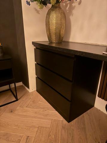 Ikea Malm ladekast 2 stuks mat zwart - afbeelding 2