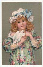 Meisje met duiven. Chocolaterie Bernaert.  Reclame., Verzenden, Voor 1920, Gelopen, Overige thema's