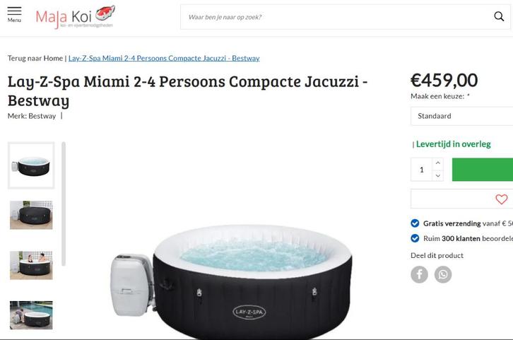 VERKOCHT Bestway Lay-Z-spa Miami Spa jacuzzi 180x66, Tuin en Terras, Bubbelbaden en Hottubs, Zo goed als nieuw, Opblaasbaar, Afdekzeil