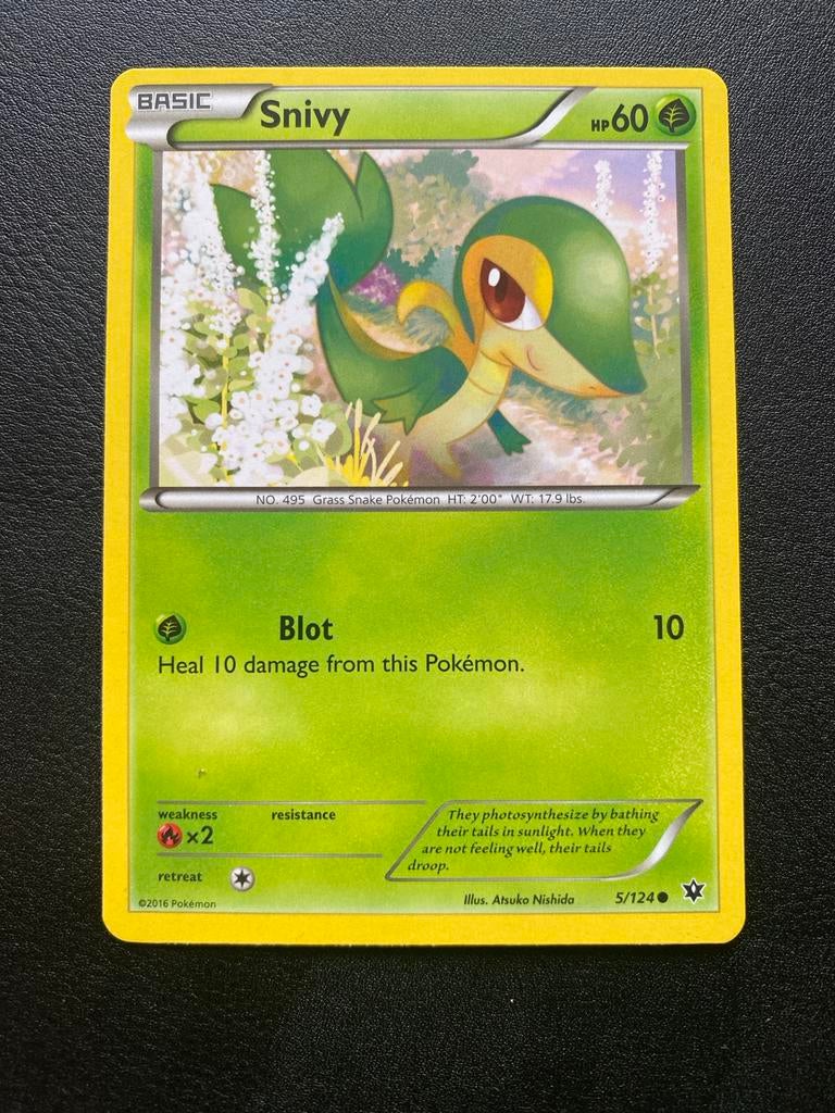 Snivy 5/124 Pokémon XY Fates Collide Packfresh Mint, Ophalen of Verzenden, Zo goed als nieuw, Losse kaart
