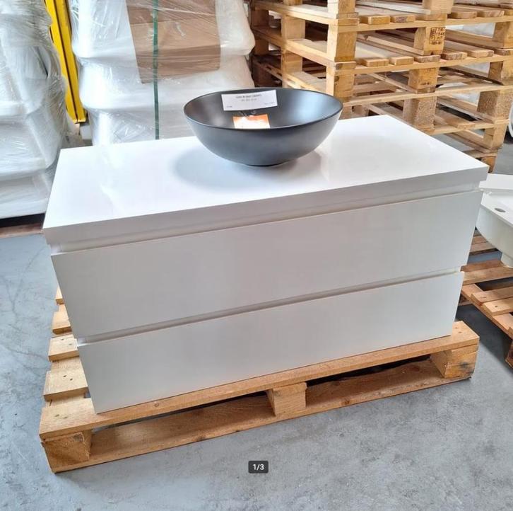 Badmeubel glans wit geschikt voor waskom 100 x 50 cm nr3, Huis en Inrichting, Woonaccessoires | Overige, Nieuw, Ophalen of Verzenden