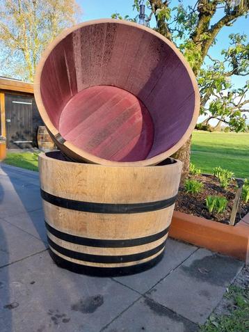 Bloembak Eikenhouten Wijnvat Zwarte Banden 150 Liter op=op