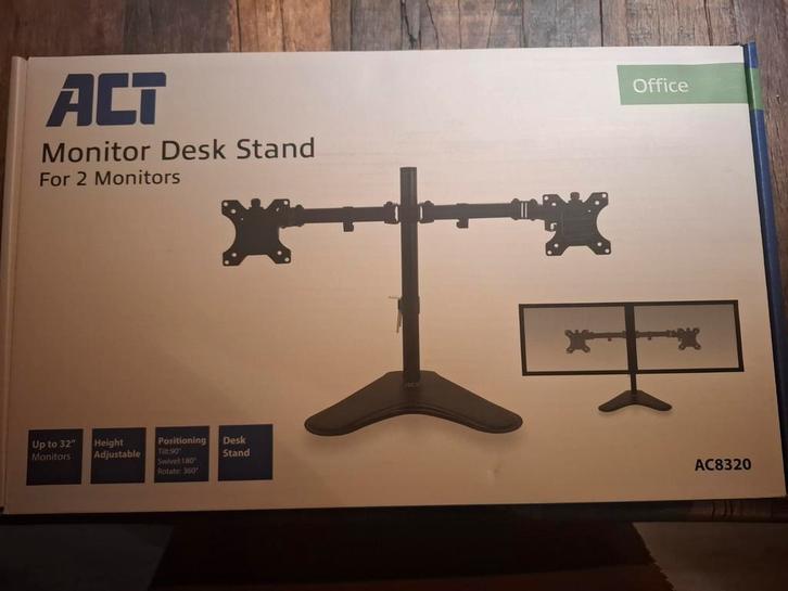 Monitorarm op standaard voor 2 schermen, Audio, Tv en Foto, Televisiebeugels, Nieuw, Ophalen of Verzenden