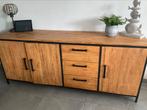 Dressoir teak 195x45 cm en 80 cm hoog  met metalen frame., Huis en Inrichting, Ophalen, 150 tot 200 cm, Teakhout, Zo goed als nieuw
