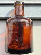 Bodemvondst 1880 Amber glas mondgeblazen inktpot navulfles, Antiek en Kunst, Antiek | Glas en Kristal, Ophalen of Verzenden