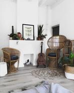 Vintage rotan pauwenstoel / peacockchair, Ophalen, Gebruikt