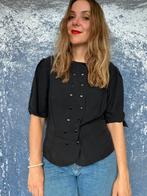 Vintage zwarte blouse / shirt - jaren 90 / 90’s - L/40, Kleding | Dames, Maat 38/40 (M), Zwart, Hgv, Ophalen of Verzenden