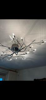 plafondlamp met takken en glazen bladeren, Ophalen of Verzenden, Gebruikt, Metaal