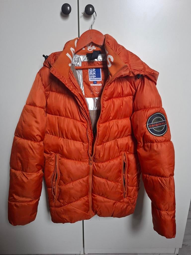 Oranje winterjas 152, Kinderen en Baby's, Ophalen of Verzenden, Zo goed als nieuw, Jongen, Jas