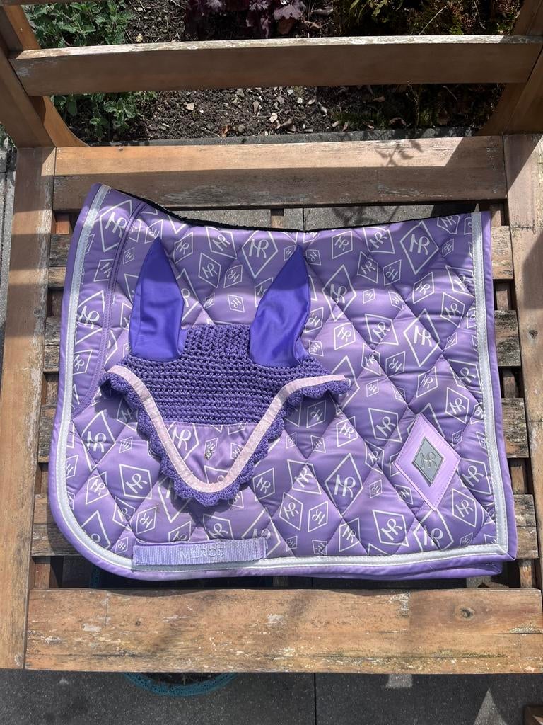 MRS. Ros dekje en oornetje maat Cob, Dieren en Toebehoren, Overige merken, Cob (M), Zadeldekje, Ophalen of Verzenden