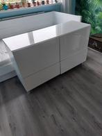 Ikea Besta wit hoogglans kast met lade en glasplaat, Ophalen of Verzenden, Gebruikt