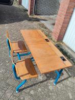 nostalgische schoolbank met inktpot, bergruimte & schoolbord, Ophalen, Gebruikt, Tafel(s) en Stoel(en)
