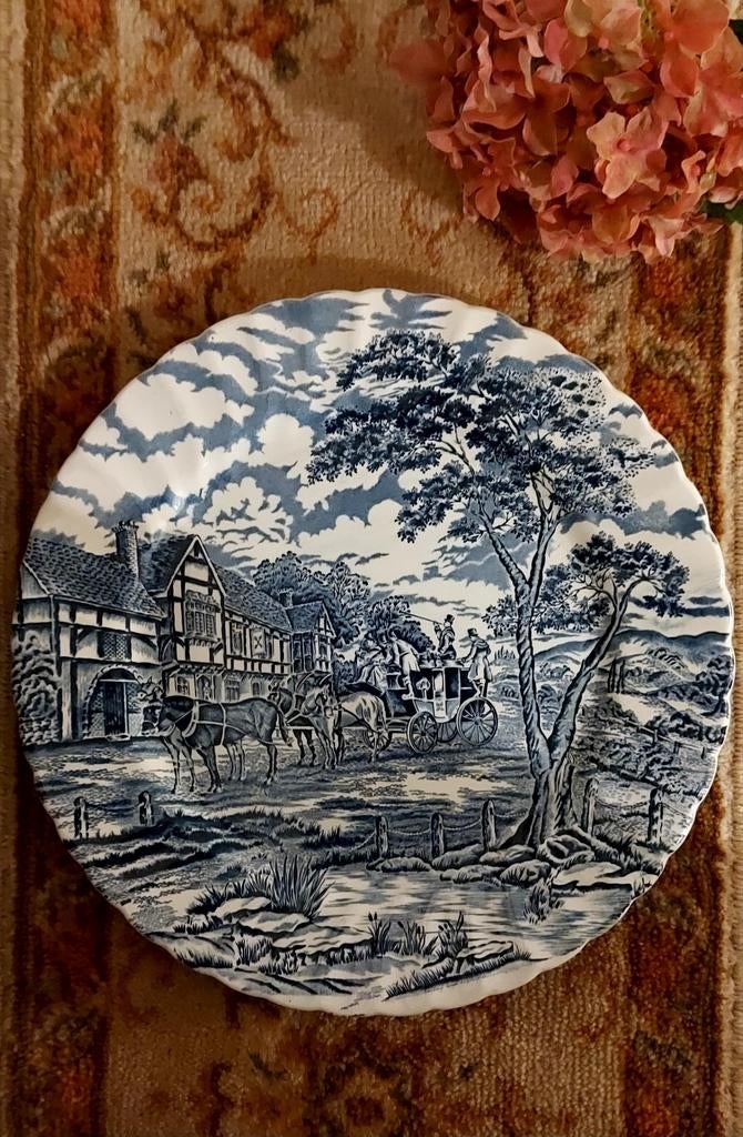 Prachtig! Groot wandbord met paarden en koets, Antiek en Kunst, Ophalen of Verzenden