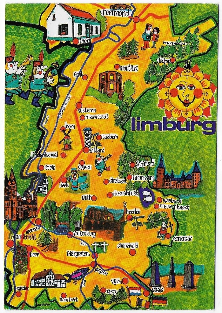 Limburg Gelopen Ansichtkaart ( B6022), Verzamelen, Ansichtkaarten | Nederland, Verzenden, 1980 tot heden, Gelopen, Limburg