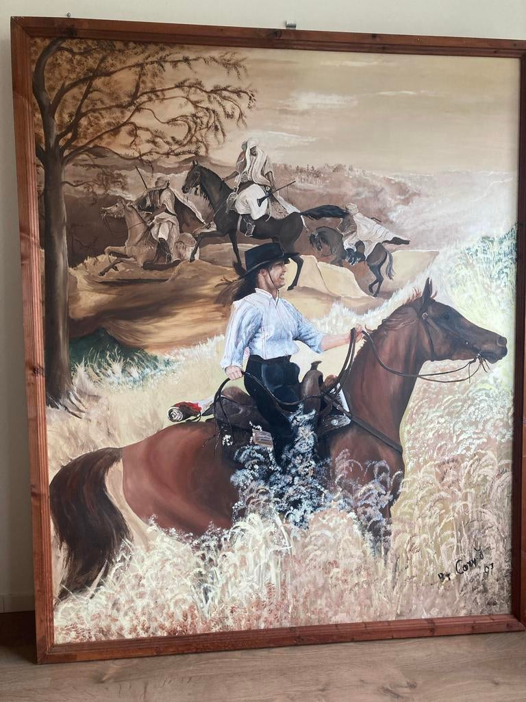 Twee grote schilderijen met paarden, Ophalen