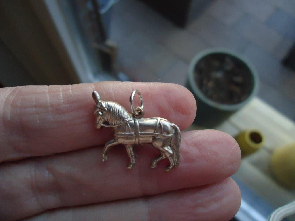 mooie echt zilveren hanger circus paard met pluim gemerkt, Ophalen of Verzenden, Zo goed als nieuw, Zilver, Dier