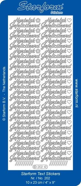 Starform 202 goud 28 x Hartelijk Gefeliciteerd stickervel, Hobby en Vrije tijd, Ophalen of Verzenden, Nieuw, Sticker