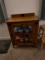 Eikenhouten vitrinekast met glazen deuren 1930, Ophalen, Gebruikt, Eikenhout, 50 tot 100 cm