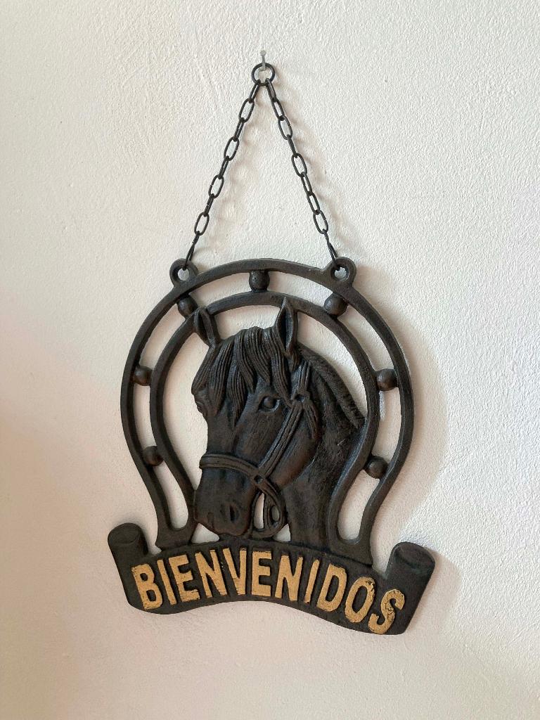 ‘Bienvenidos’ - hoefijzer en paardenhoofd van gietijzer, Ophalen of Verzenden