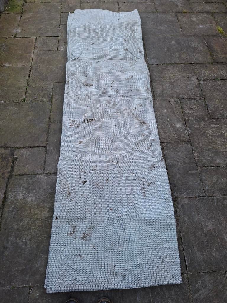 Groot zware kwaliteit grijs tenttapijt 250x560 cm - gebruikt, Caravans en Kamperen, Ophalen, Gebruikt