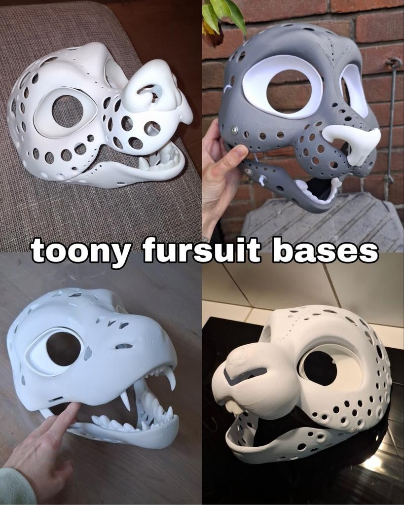3d printed fursuit bases/heads 3d geprinte fursuit hoofd, Hobby en Vrije tijd, Kostuums, Theaterbenodigdheden en LARP, Ophalen of Verzenden
