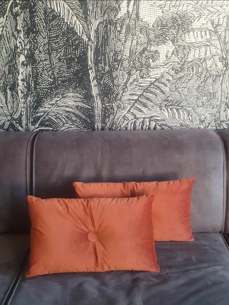 2x sierkussen cognac kleurig 50x30, Ophalen of Verzenden, Zo goed als nieuw, Bruin, Rechthoekig