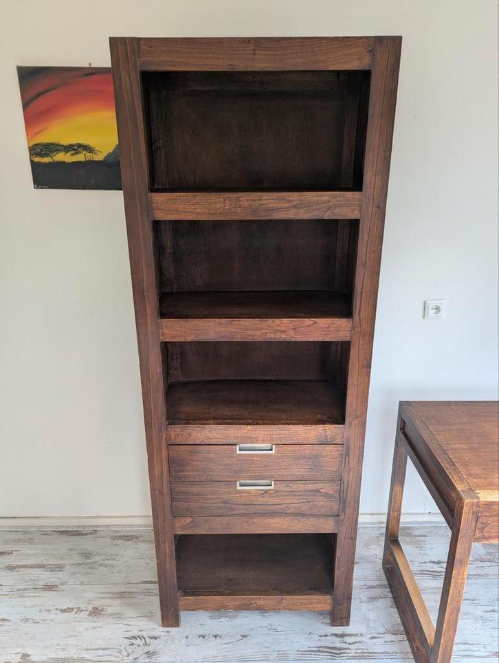 Tijdloze kast en Bureau van hout, Huis en Inrichting, Kasten | Boekenkasten, Gebruikt, 50 tot 100 cm, 150 tot 200 cm, 25 tot 50 cm