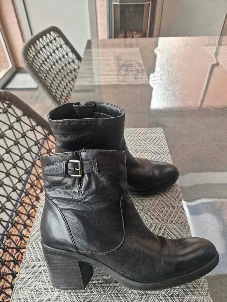 Leone leren enkellaars maat 38, Zwart, Lage of Enkellaarzen, Ophalen of Verzenden, Zo goed als nieuw