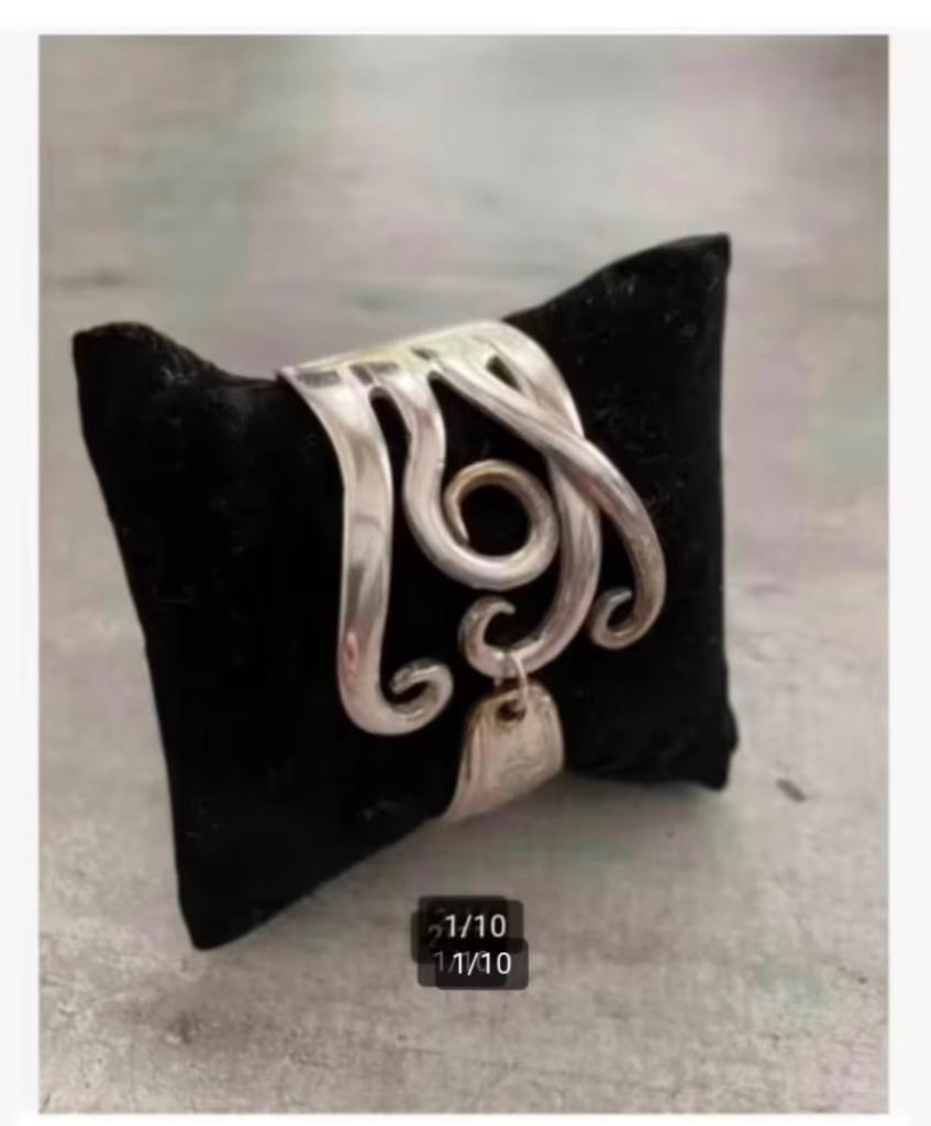 Bijzondere verzilverde armband, gemaakt van vork verstelbaar, Overige materialen, Nieuw, Ophalen of Verzenden, X