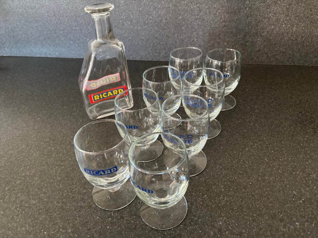 Vintage Ricard pastis glazen met waterkaraf, Verzamelen, Glas en Borrelglaasjes, Ophalen of Verzenden, Gebruikt, Overige typen