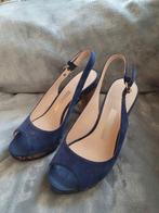 Miezko blauwe suède peep-toe pumps slingback maat 37, Ophalen of Verzenden, Zo goed als nieuw, Blauw