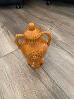 Vintage keramische urn met deksel - Bruin, druivenmotief, Ophalen of Verzenden