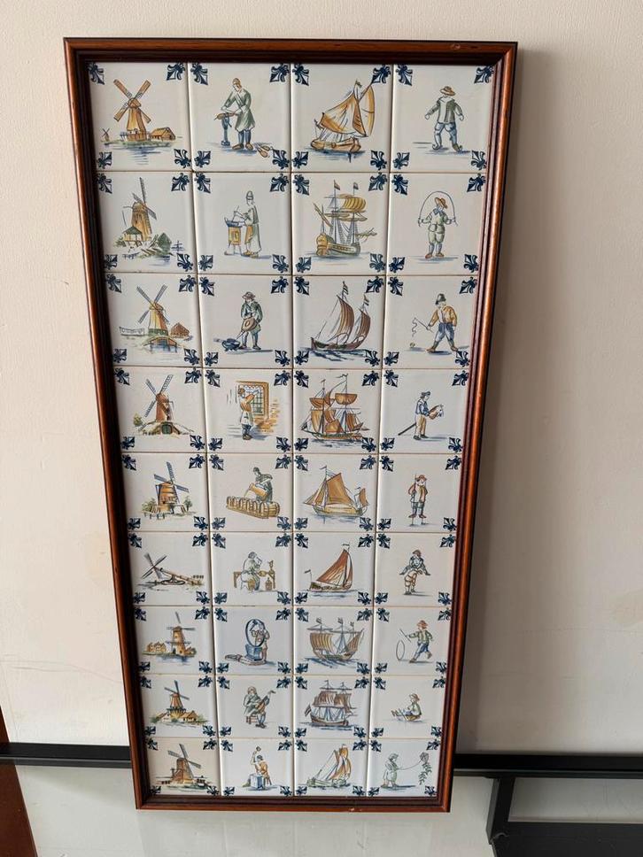 Complete ingelijste verzameling KLM business class tegeltjes, Antiek en Kunst, Antiek | Wandborden en Tegels, Ophalen