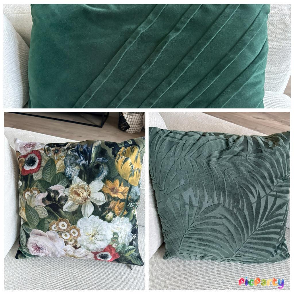 🛋️ Prachtig set kussens, huidige collectie Leen Bakker 🏡, Ophalen of Verzenden, Zo goed als nieuw, Groen, Vierkant